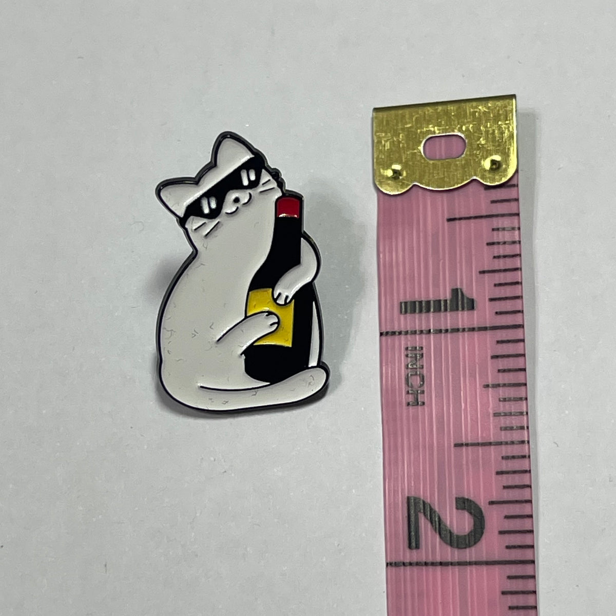 Enamel Pin: Cat with wine bottle