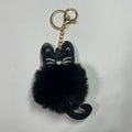 Keychain: faux fur, faux leather cat keychain