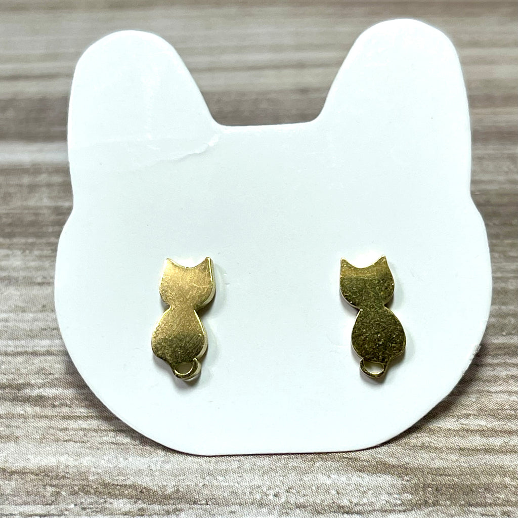 Earrings: Stainless Steel Gold Cat Stud Earrings