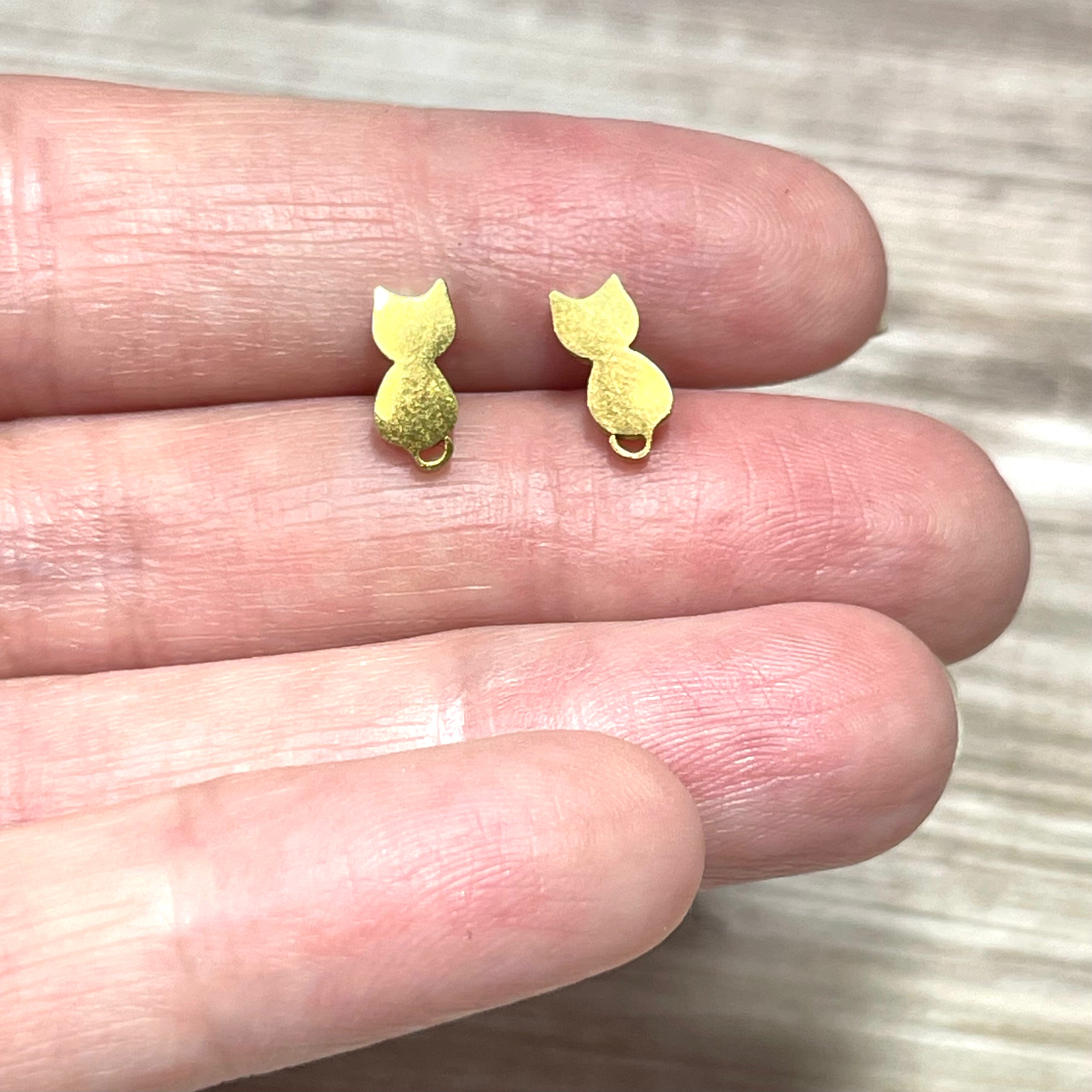 Earrings: Stainless Steel Gold Cat Stud Earrings