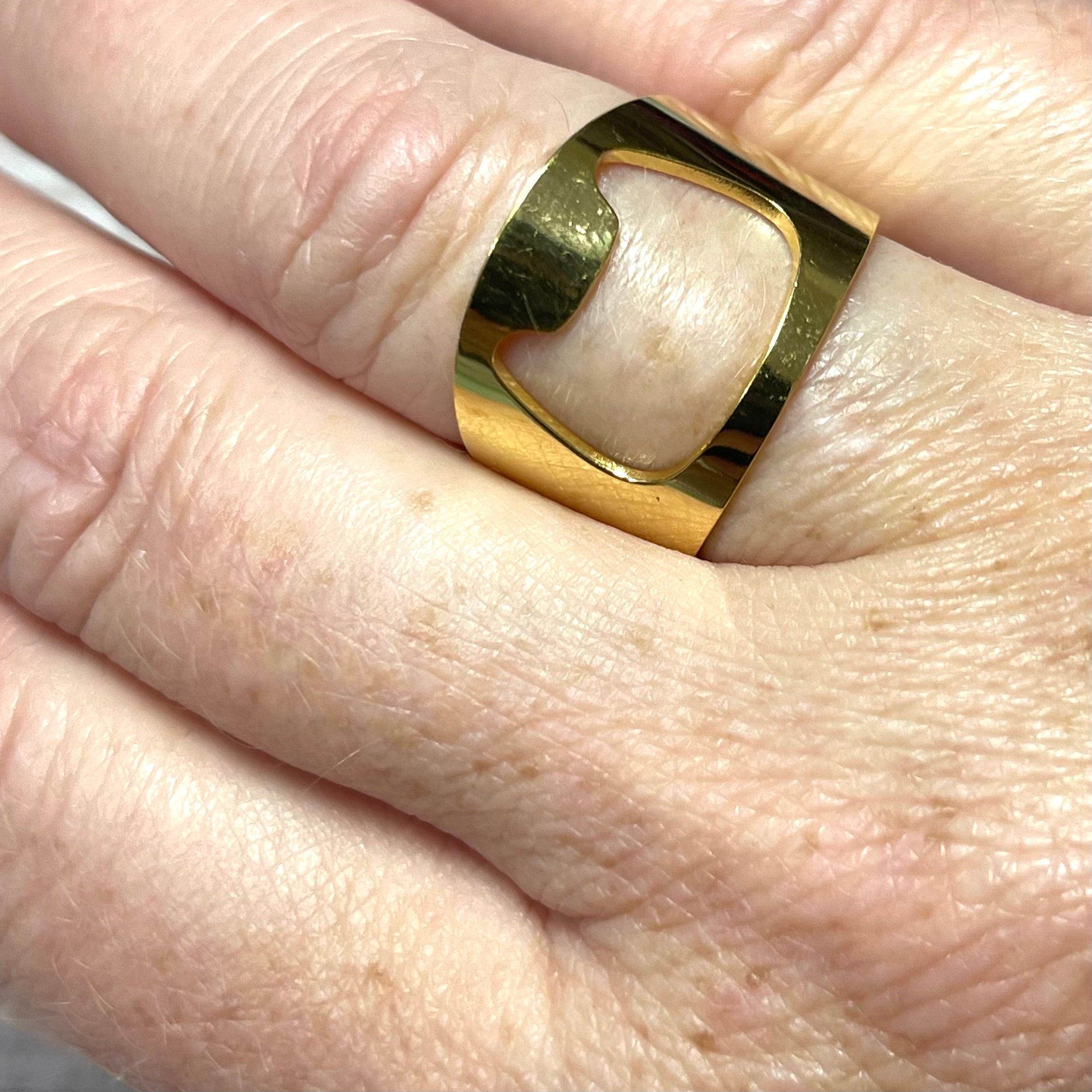 Ring: Stainless Steel Cat Head Ring in Gold, also serves as a bottle opener!