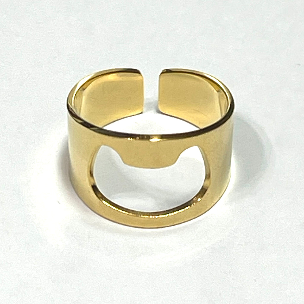 Ring: Stainless Steel Cat Head Ring in Gold, also serves as a bottle opener!