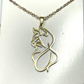 Necklace: Stainless Steel Cat Silhouette in Gold