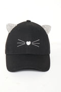 Cat Ears Rhinestone Baseball Cap